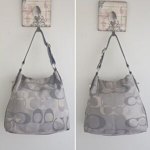 Vtg COACH Penelope Optic Silver Grey Shoulder Bag, COACH Signature G1171-F17476